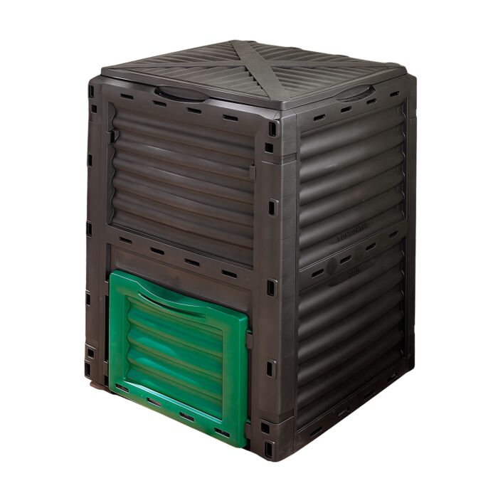 Composter 300 Liter mit abnehmbarer Frontklappe , schwarz