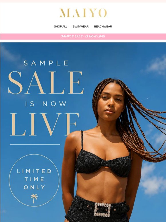 90% OFF: Summer Sample Sale - Shop Now!