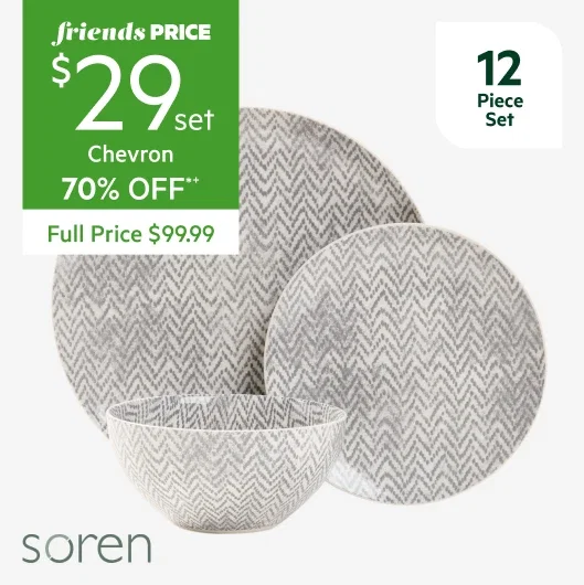 soren chevron or henley 12pc set