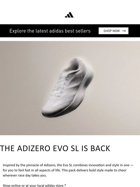 Adizero Evo SL. Designed for fast culture.