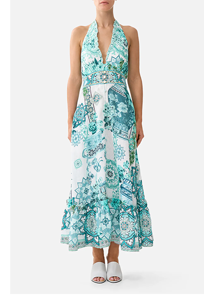 RUFFLE NECK HALTER DRESS | BALEARIC BEBE