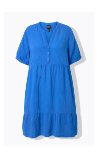 Musselin-Kleid, A-Linie, Tunika-Ausschnitt, Halbarm