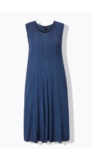 Midikleid, Zierbänder, Godetfalten, V-Ausschnitt, ärmellos
