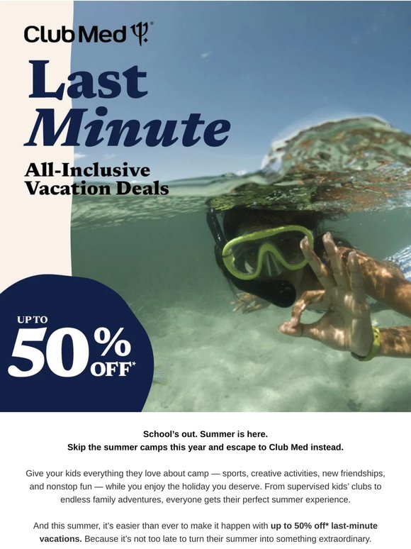 School is Out, Save Up to 50% on Kids Club Vacations