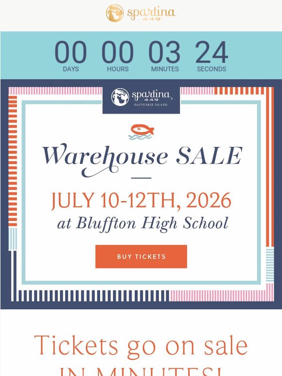 Warehouse Sale Tickets: ON SALE IN MINUTES
