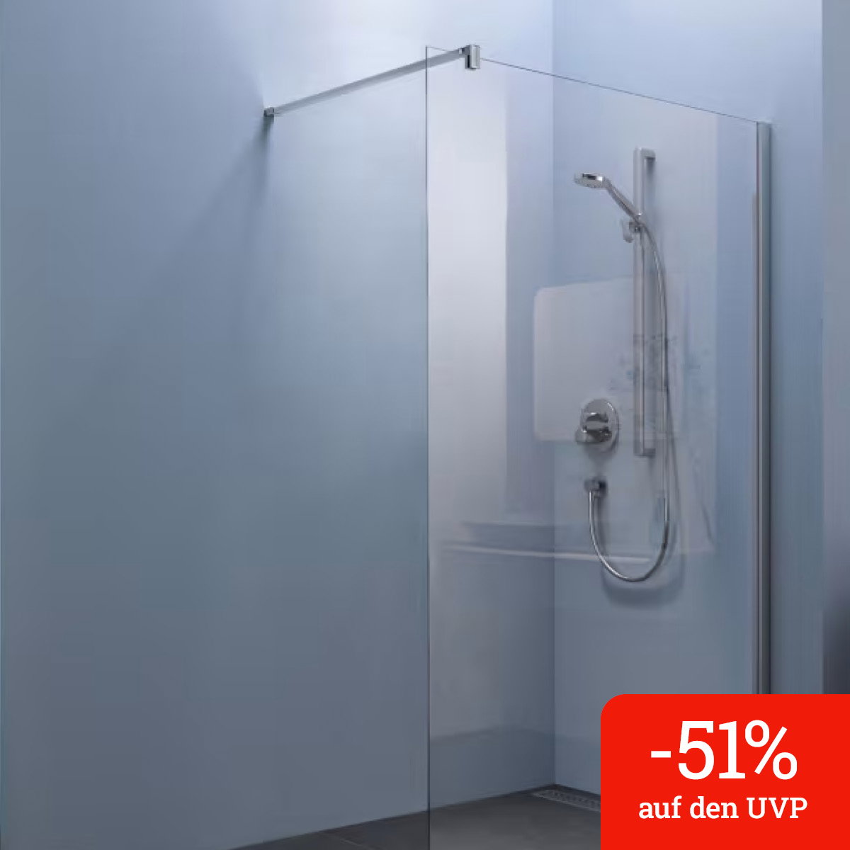 Kronenbach Tube Walk-In Trennwand, 140 x 200 cm