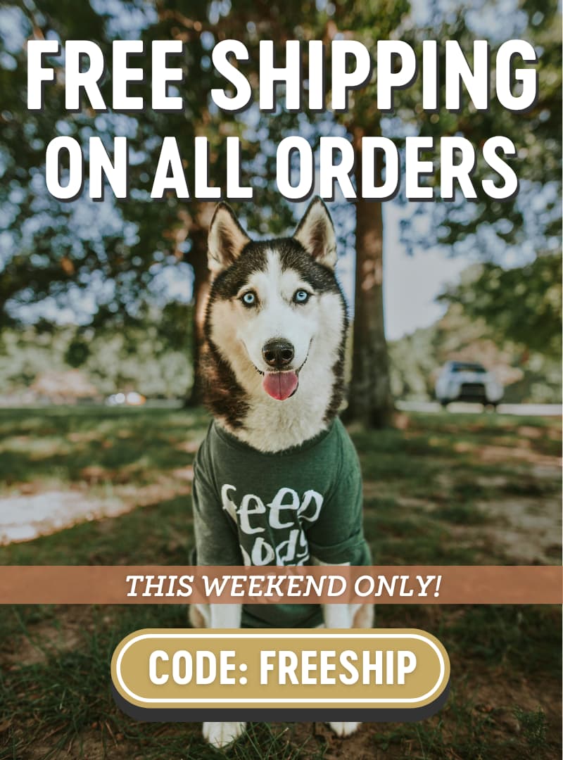 Dog wearing a farm hounds shirt. Free shipping this weekend only!