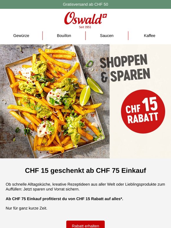 Jetzt CHF 15 sichern & sparen!