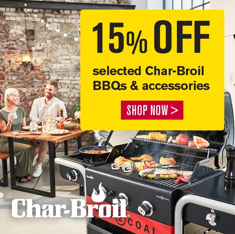15% off selected Char-Broil BBQs & accessories. Shop now
