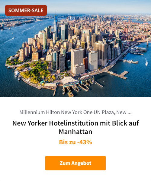 New Yorker Hotelinstitution mit Blick auf Manhattan