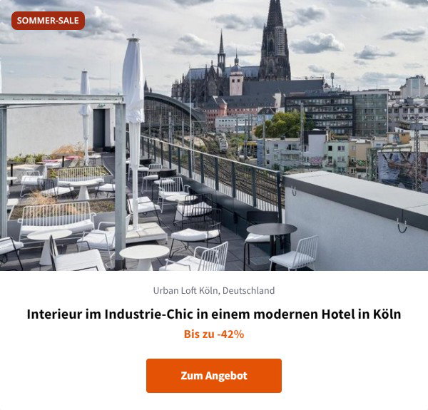 Interieur im Industrie-Chic in einem modernen Hotel in Köln