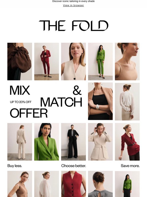 Mix, match and save up to 20% off