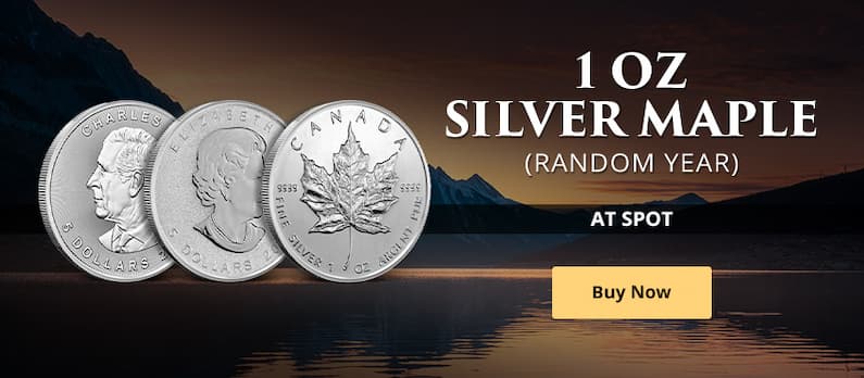 ON SALE: 1 oz Canadian Silver Maple Leaf Coin (Random Year)