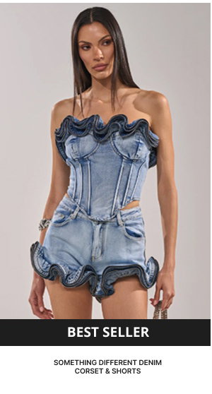 SOMETHING DIFFERENT DENIM CORSET WITH ZIPPER DETAIL
