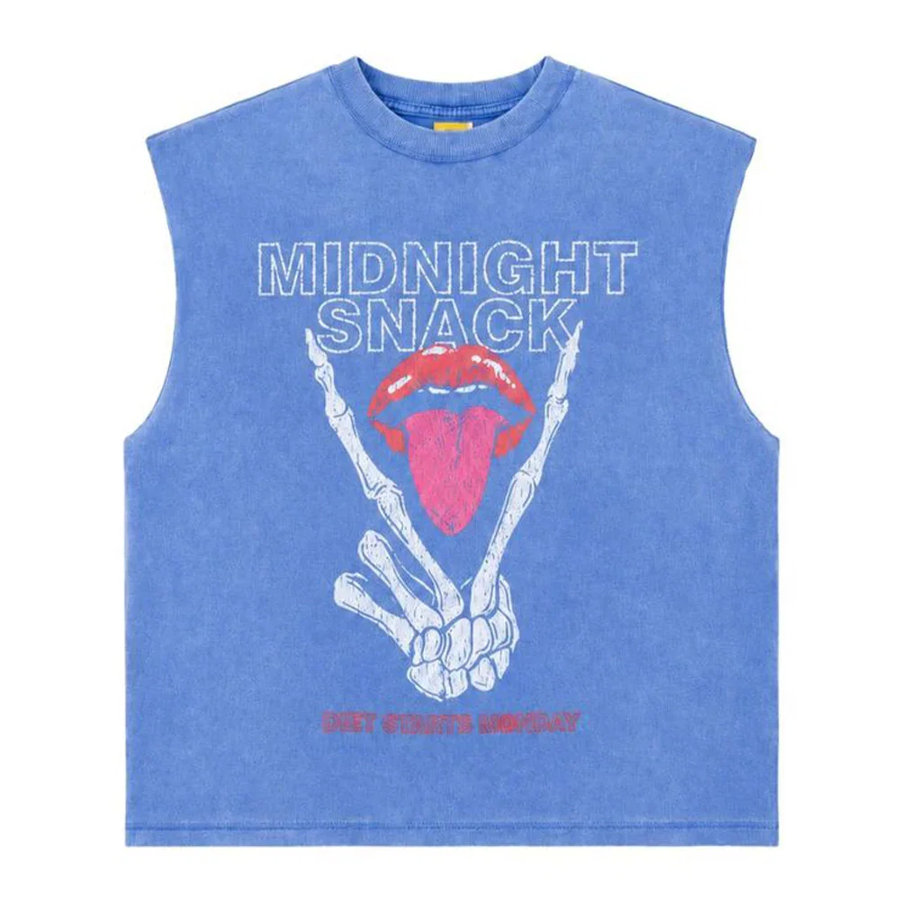 Image of Diet Starts Monday Midnight Snack Cut-Off SL Tee - Antique Blue