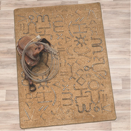 Leather Style Cattle Brands Rug Collection
