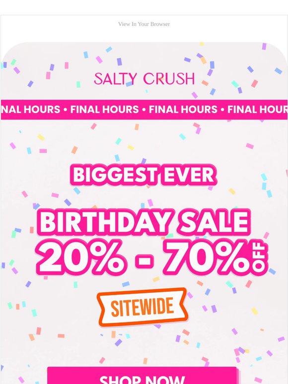4 HOURS LEFT ⏰ 20% - 70% OFF SITEWIDE 🥳
