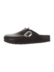 Manolo Blahnik x Birkenstock Leather Crystal Embellishments Mules