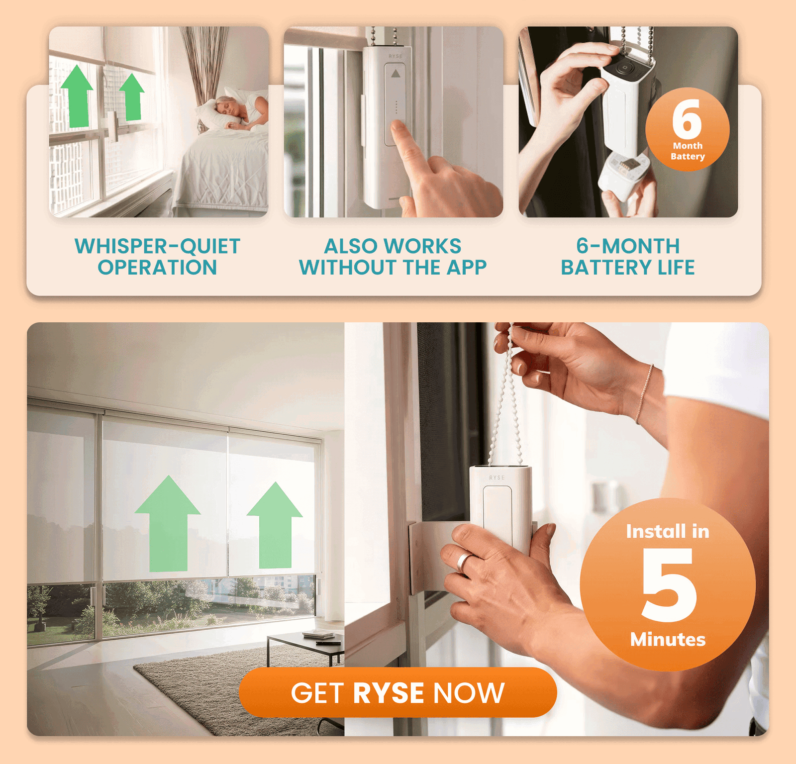 RYSE	SmartShade/Turn your shades or blinds into automatic smart shades in minutes with no wires or drilling