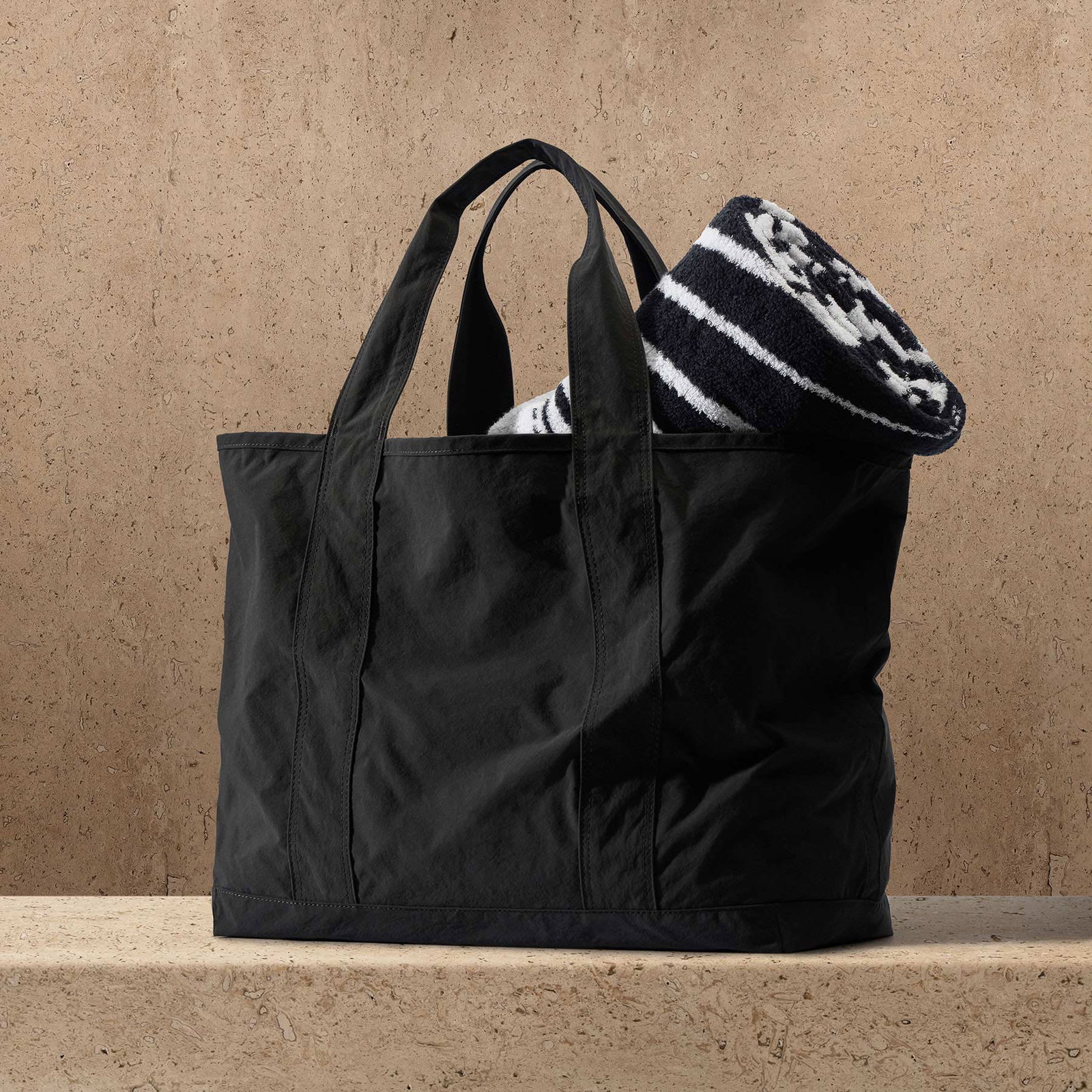 Image of Small Matte Nylon Tote - Black