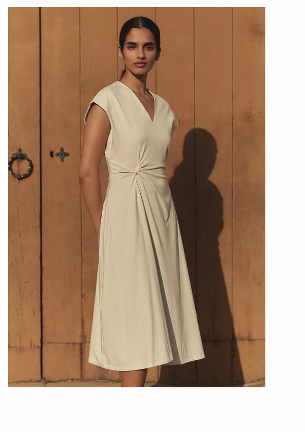 Organic Fit & Flare V-Neck Twist Dress