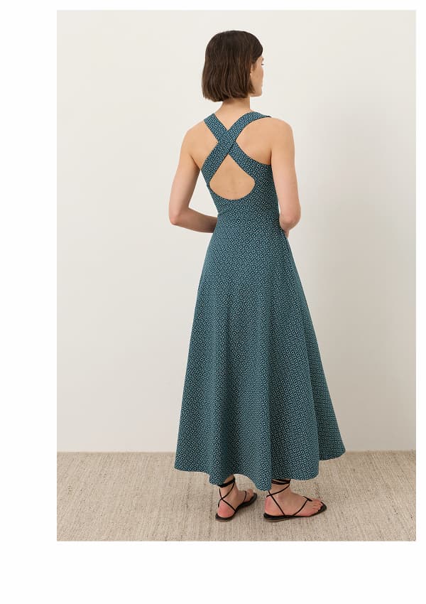 Organic Fit & Flare Open Back Maxi Dress