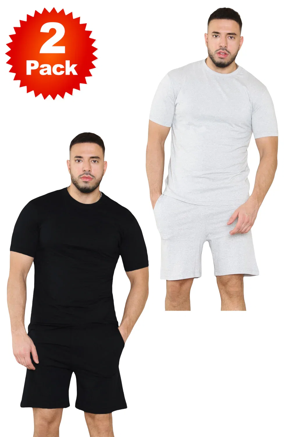 Image of 2 Pack Mens T Shirt Short Set