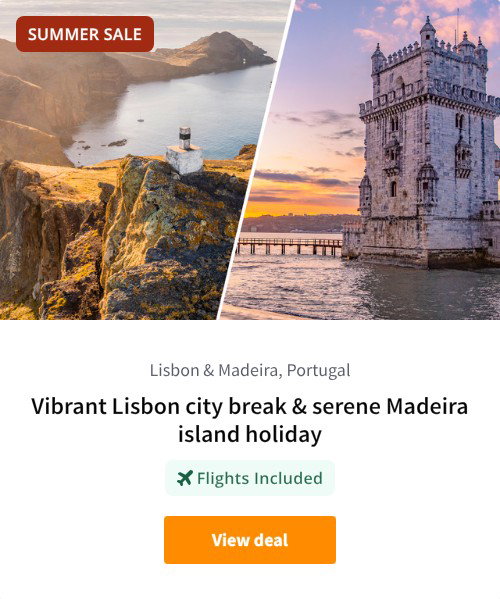 Vibrant Lisbon city break &amp; serene Madeira island holiday