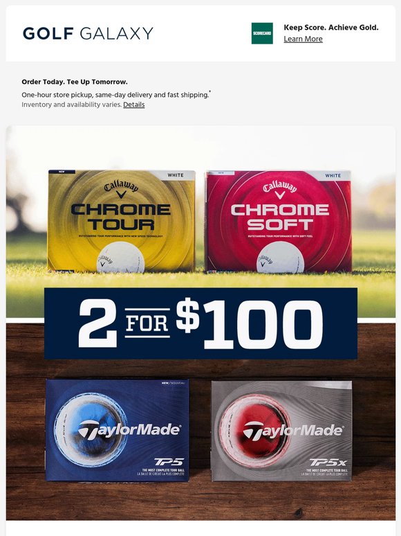 2 for $100 TaylorMade TP5 & Callaway Chrome Series golf balls 💸