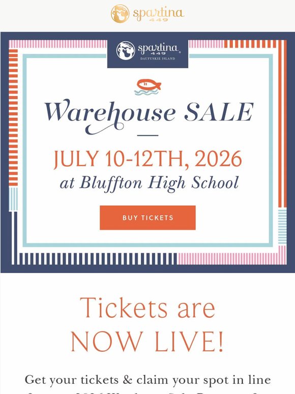 Warehouse Sale Tickets: ON SALE NOW!