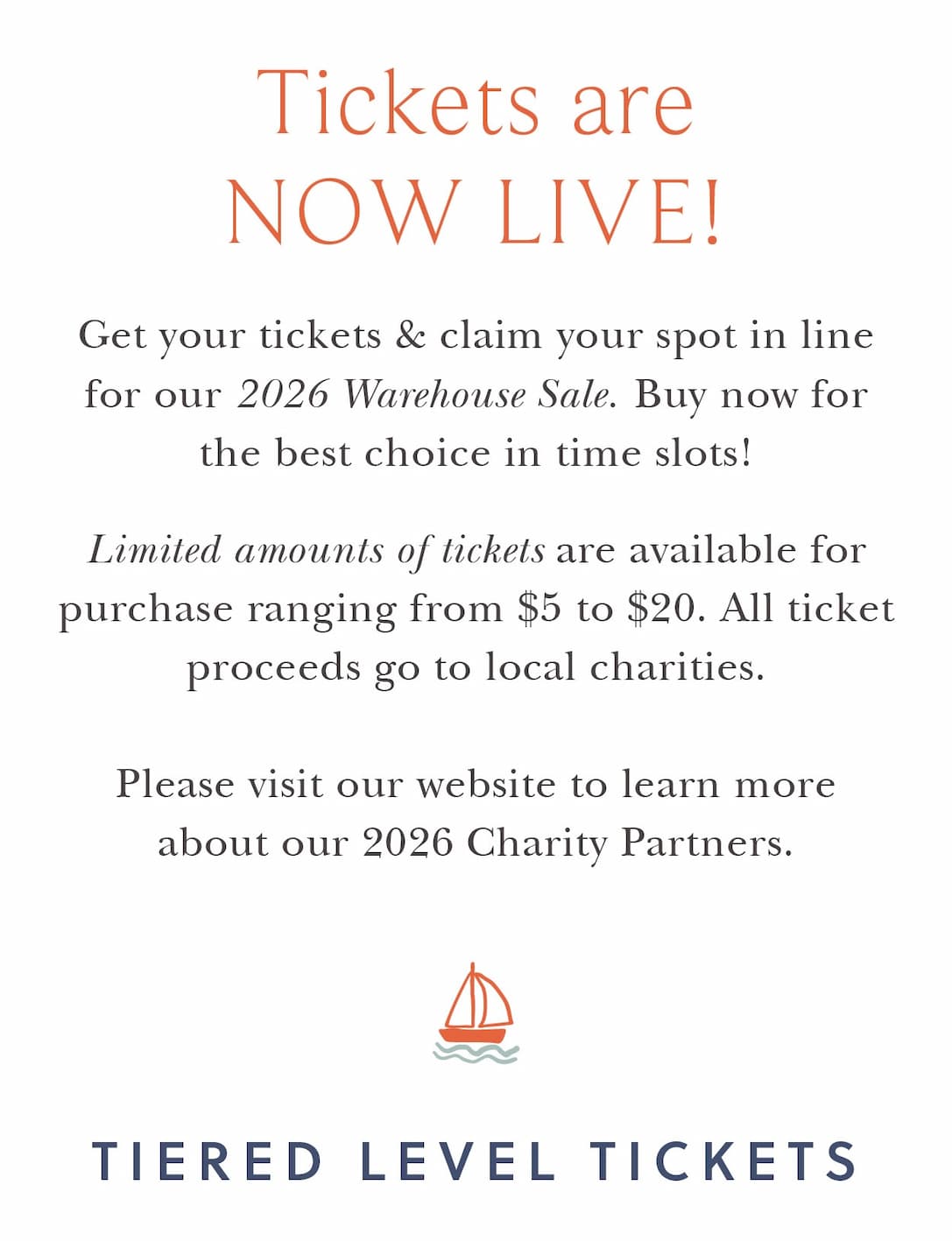 Warehouse SALE Tickets