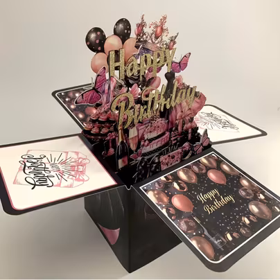 3D Pop Up Birthday Card Box Set, Laser-Cut Paper...
