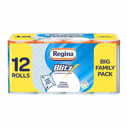 Regina Blitz Household Towels – 12 Rolls - 70 Sheets Per Roll...