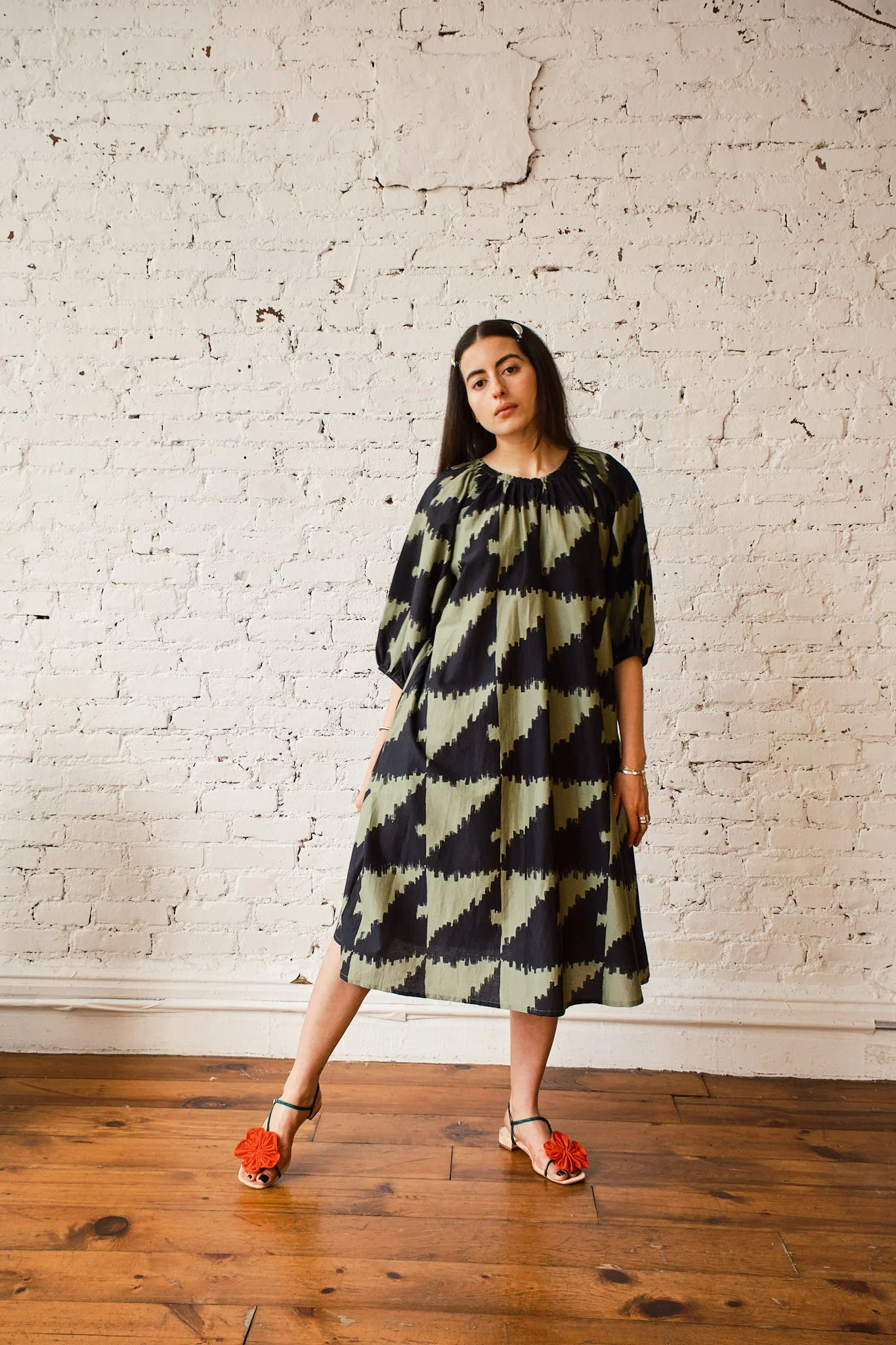 Image of Ballad Dress - Houndstooth Green