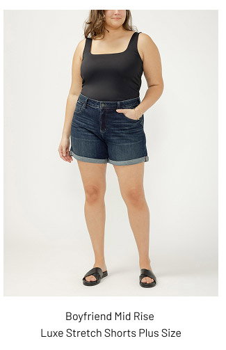 Boyfriend Mid Rise Luxe Stretch Shorts Plus Size