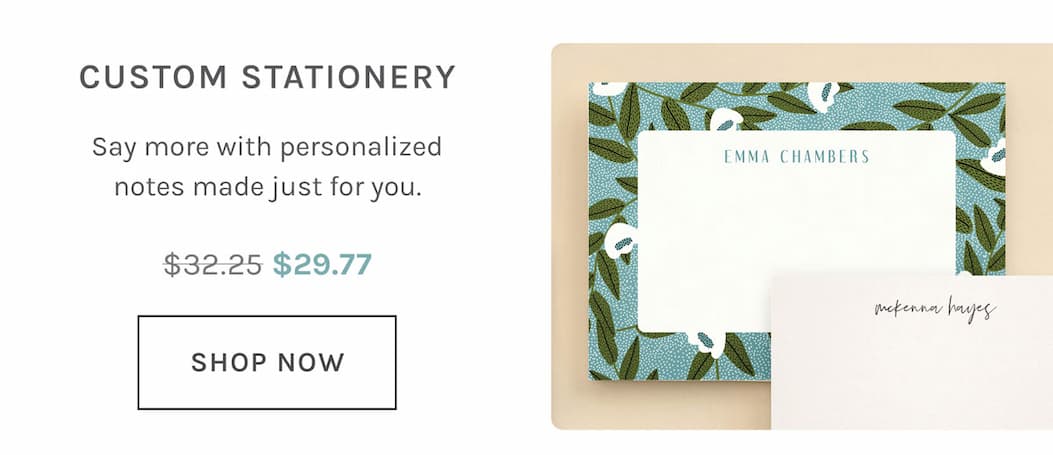 Up to 40% off custom stationery