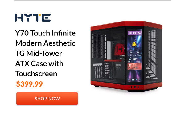 HYTE Y70 Touch Infinite Modern Aesthetic TG Mid-Tower ATX Case with Touchscreen