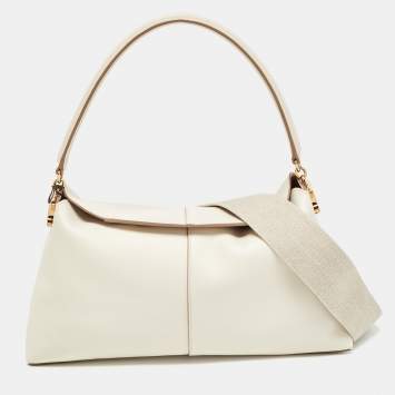 Off White Leather Small T Case