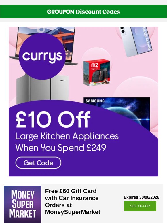 Currys - £10 off • loveholidays.com - £550 off • Lovehoney - 15% off + more!