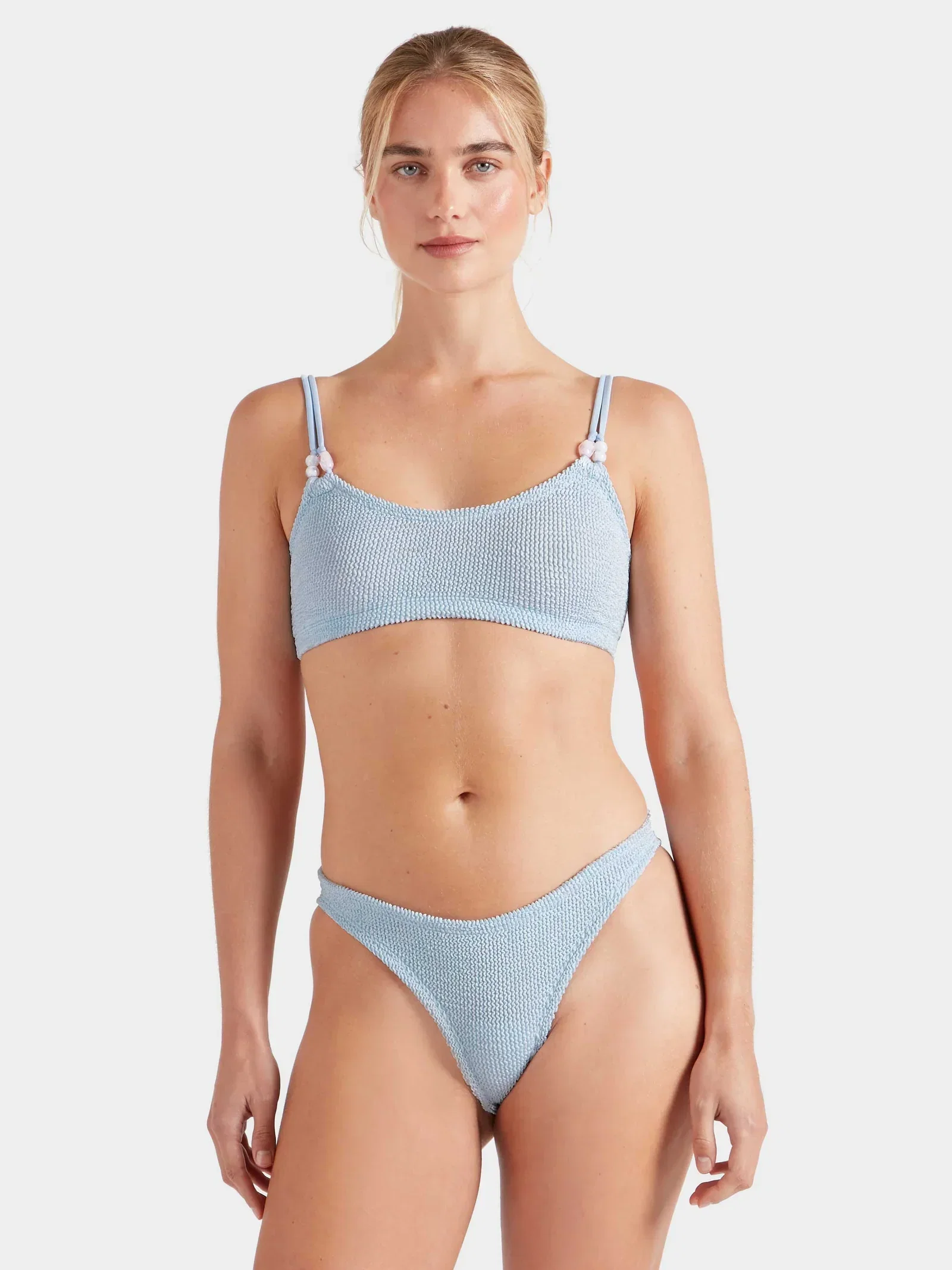 Image of  Cassie Beaded Bikini Metallic - Ice Blue