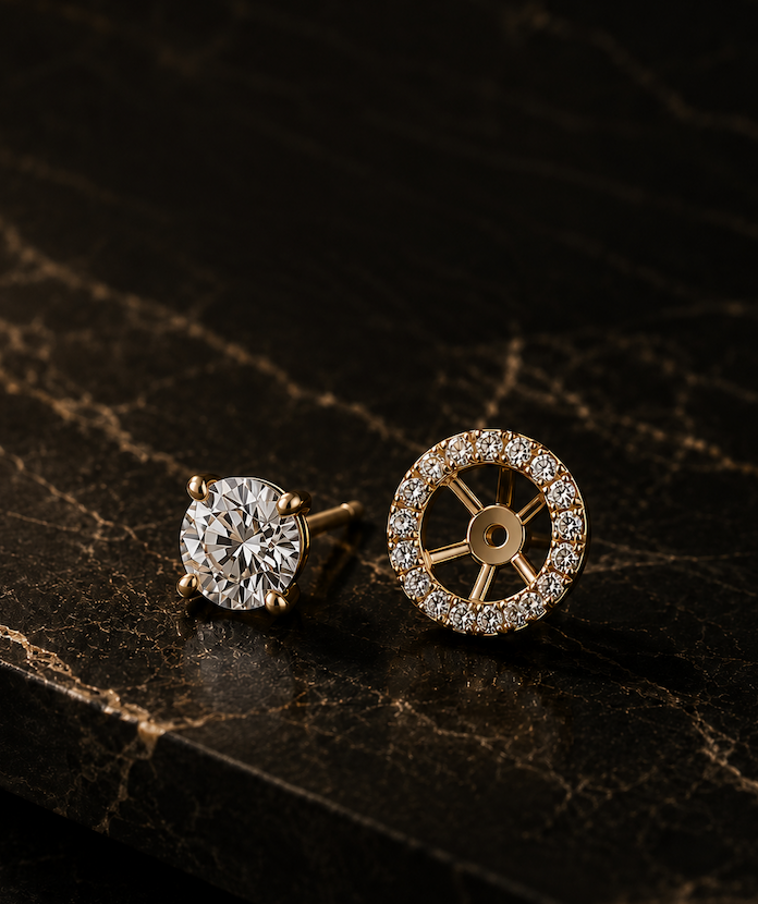 stud earring with halo jacket
