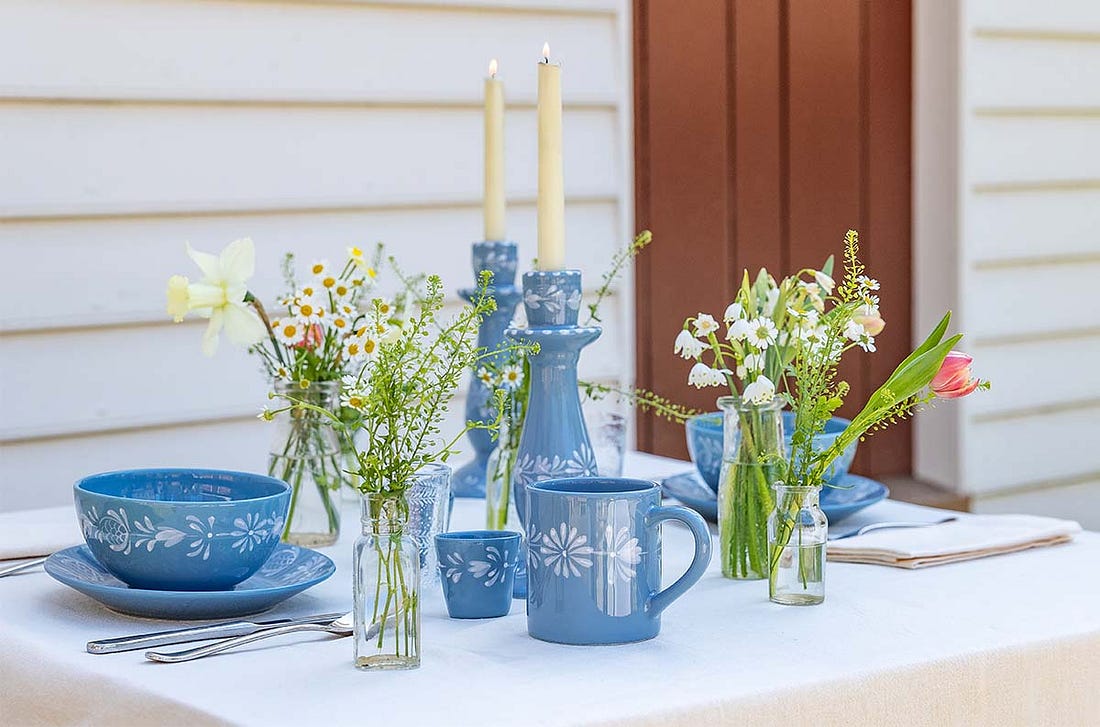 Carolina Irving & Daughters x Colonial Williamsburg floral tablewares