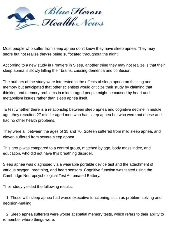 Sleep Apnea And Dementia—A Terrifying Connection