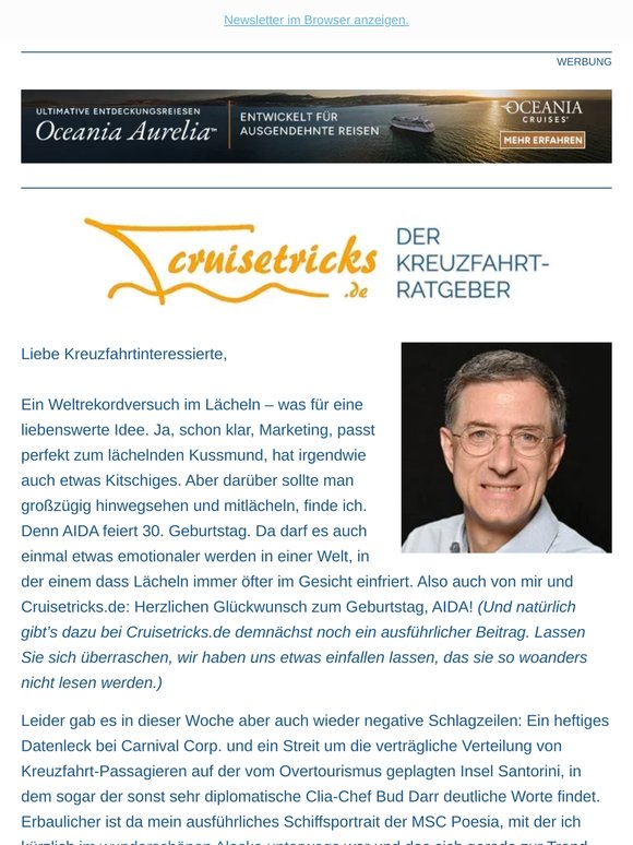 Ihr wöchentlicher Kreuzfahrt-Newsletter von Cruisetricks.de (KW23)