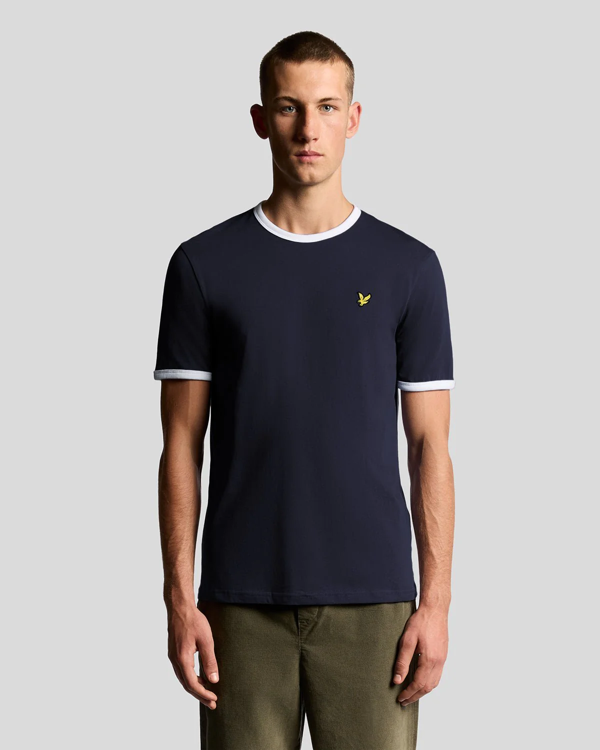 Image of Ringer Cotton Crew Neck T-Shirt
