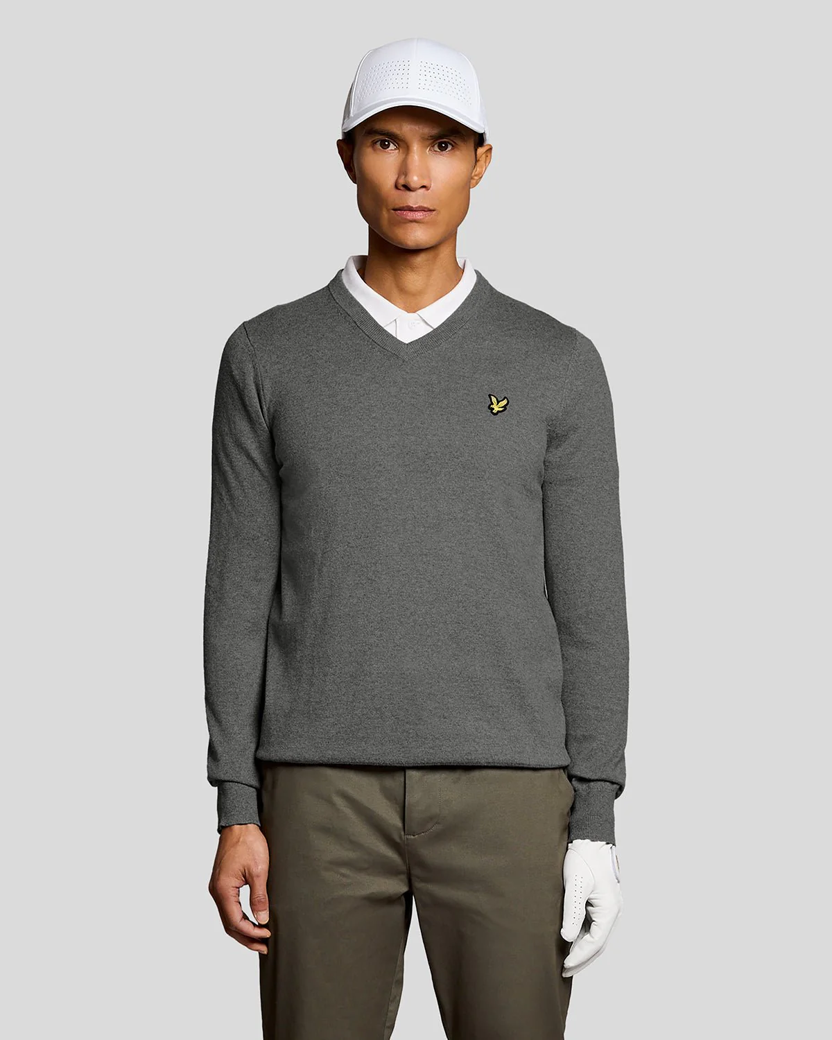 Image of Cotton Blend V-Neck Jumper