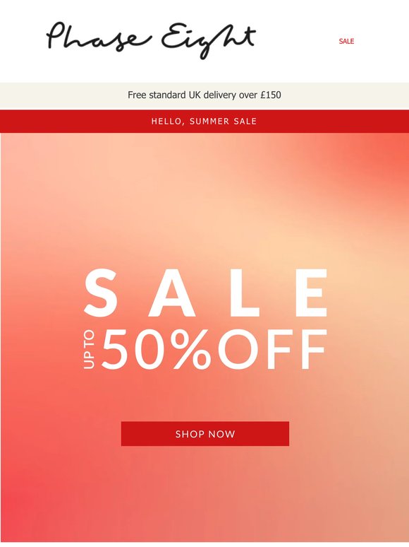 Up to 50% off SALE starts now!
