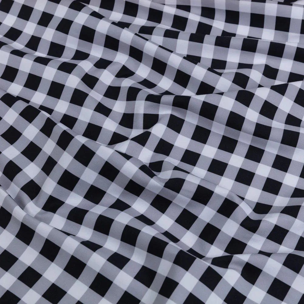 Image of Compression Swimwear Tricot, UV Protective with Aloe Vera Microcapsules - Black and White Checkered - Caye Collection