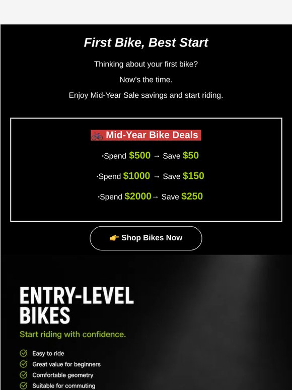 Begin Your Ride — Entry-Level Bikes on Sale Now