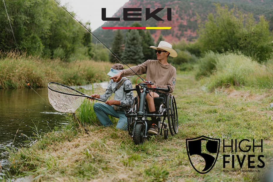 Help Change a Life with a Purchase Today - Image of a High Fives Foundation participant in the wilderness fishing a stream